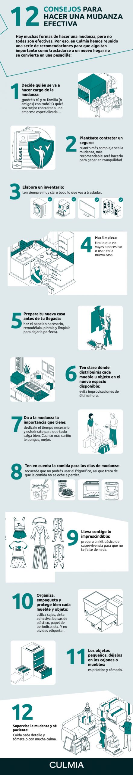 Infografía consejos para hacer una mudanza efectiva