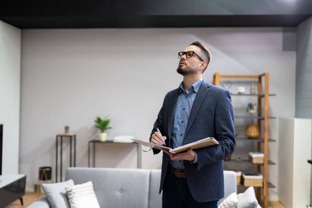 Directivo revisando el incremento en la oferta de inmuebles debido a la nueva Ley de Vivienda 