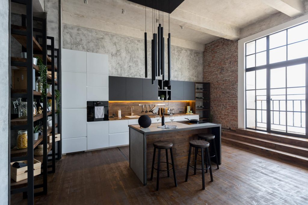 Cocina con estilo de decoración industrial