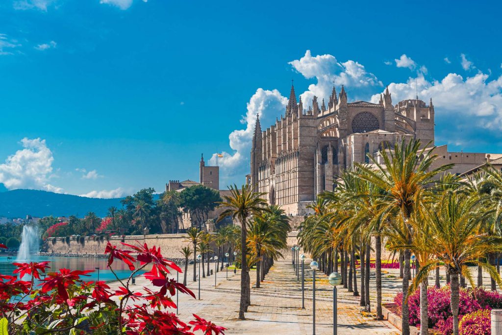 Imagen de la ciudad de Mallorca con la catedral de fondo 