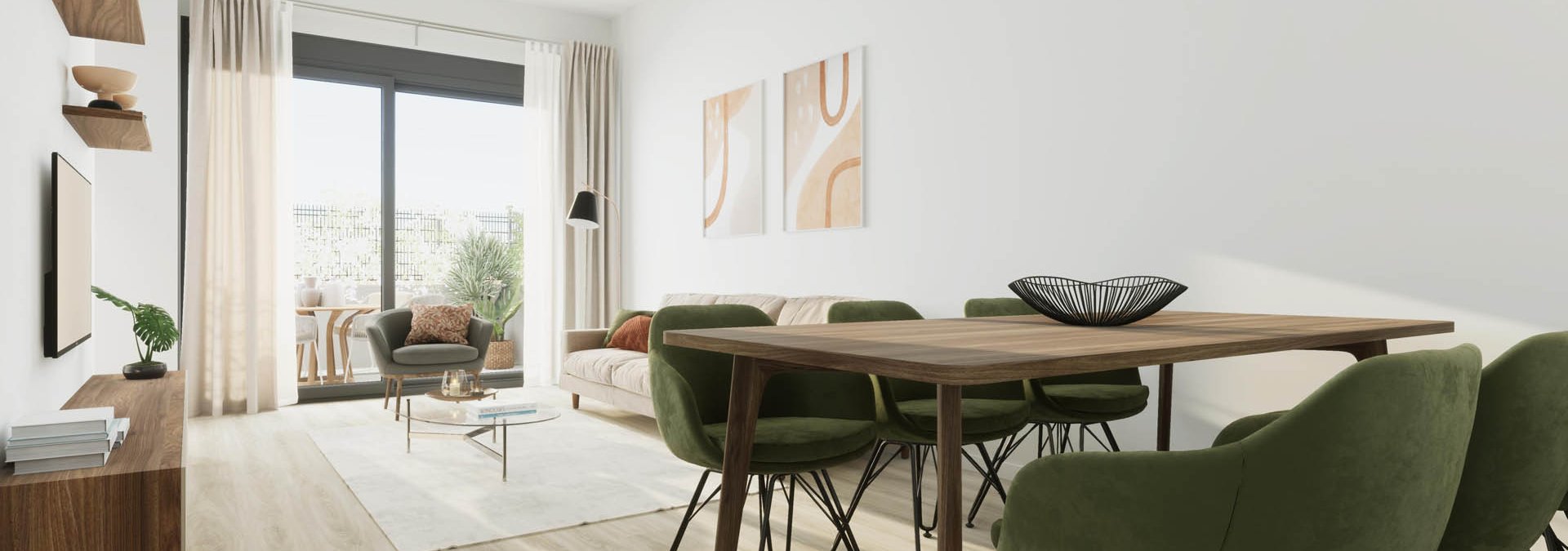 salón con terraza obra nueva viladecans