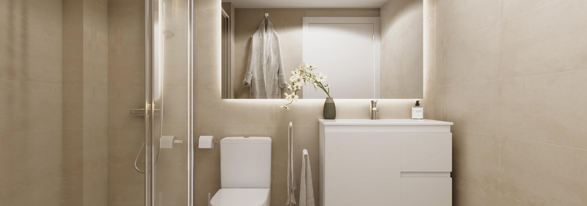 Baño principal en Themis Riera