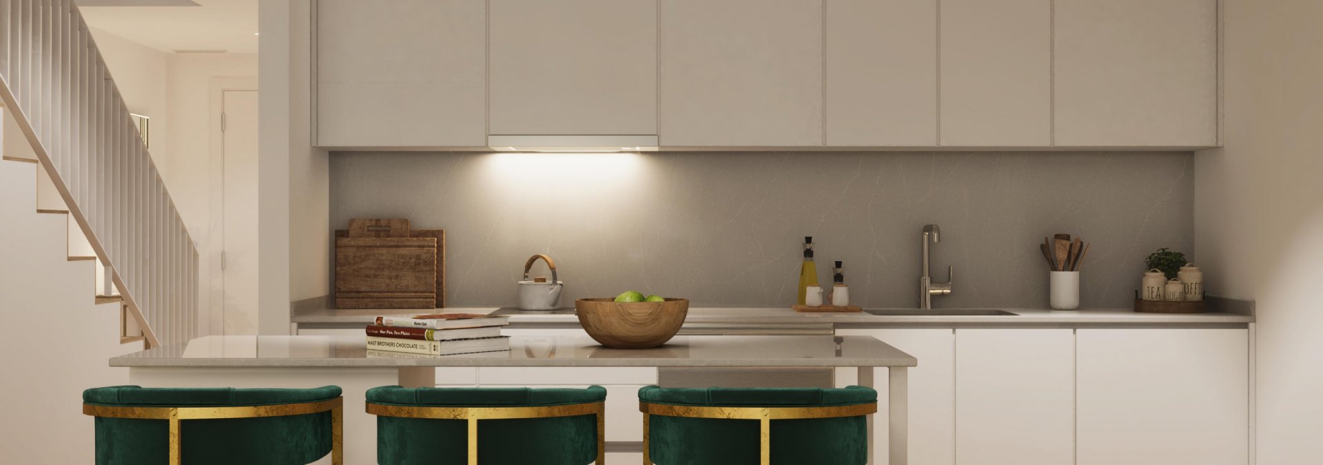 Cocina abierta al comedor en Rocafort