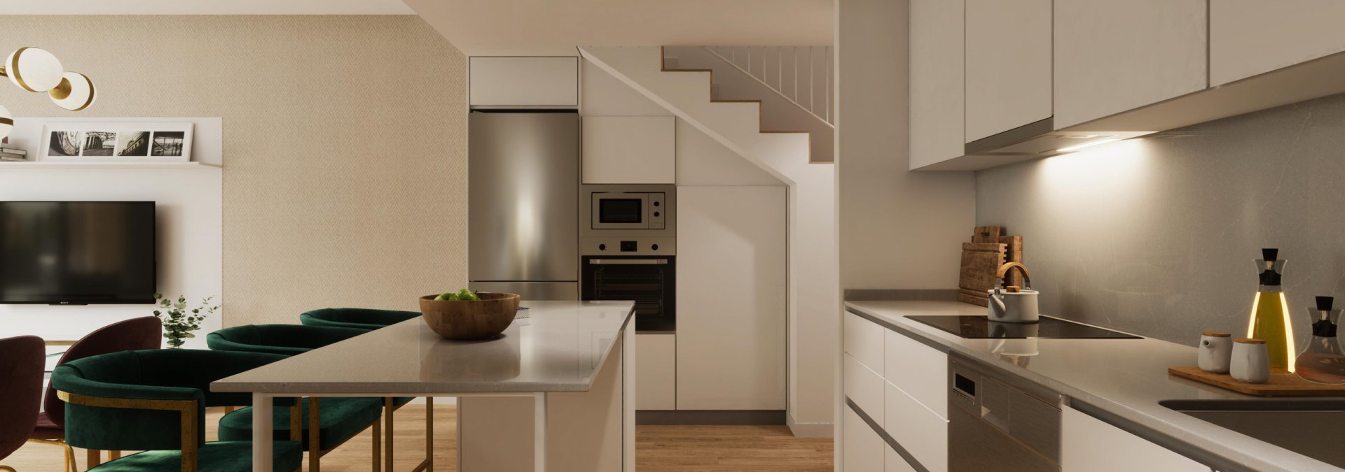 Cocina salón en viviendas unifamiliares en Valencia