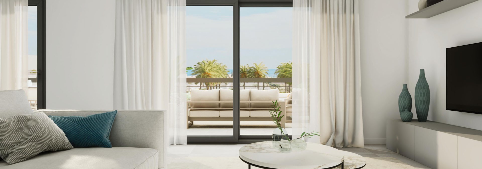 Comedor con vistas obra nueva Culmia Sunset Bay Estepona