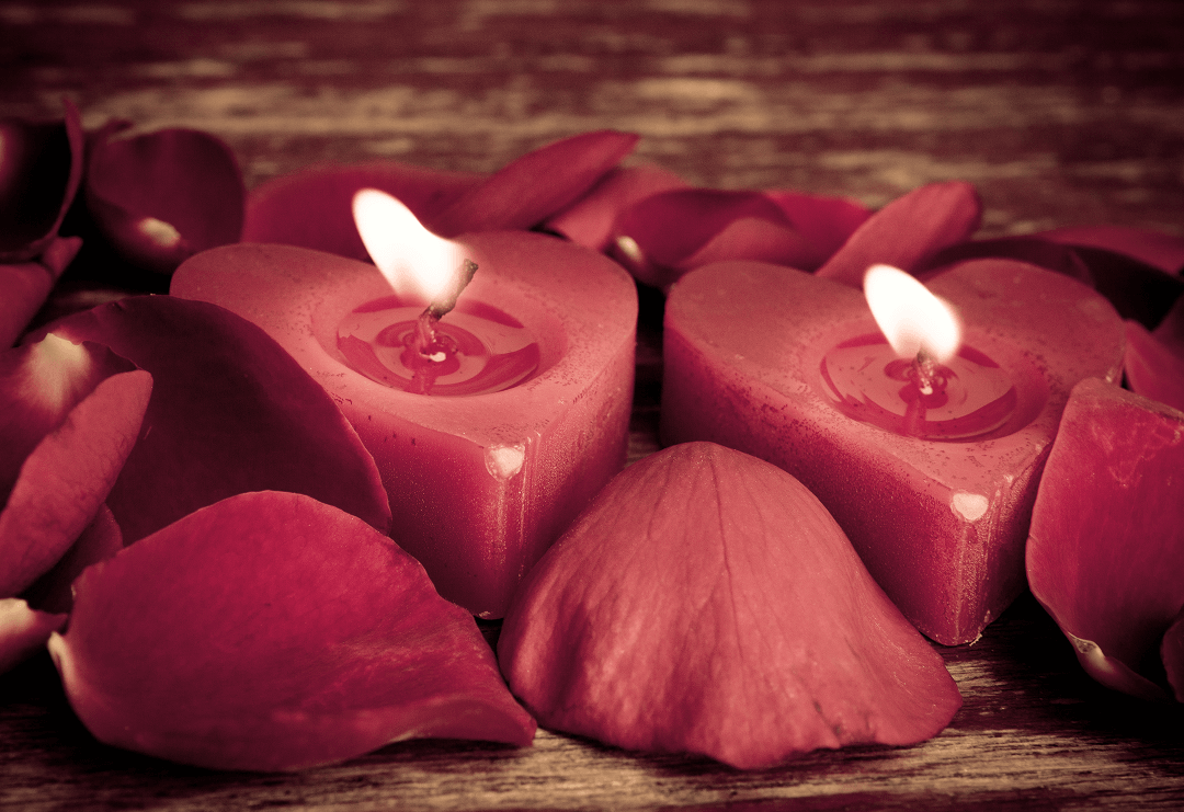 Decoración con velas para San Valentín