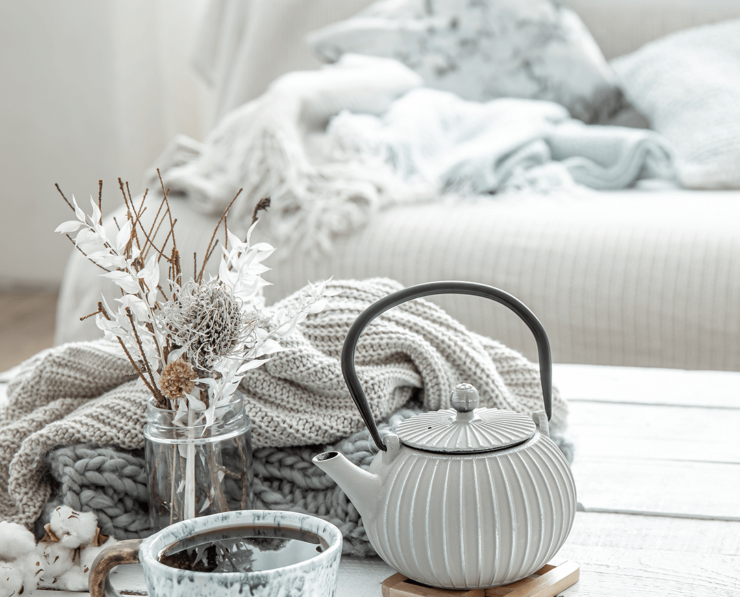 teapot beautiful ceramic cup with decor details hygge style living room 1