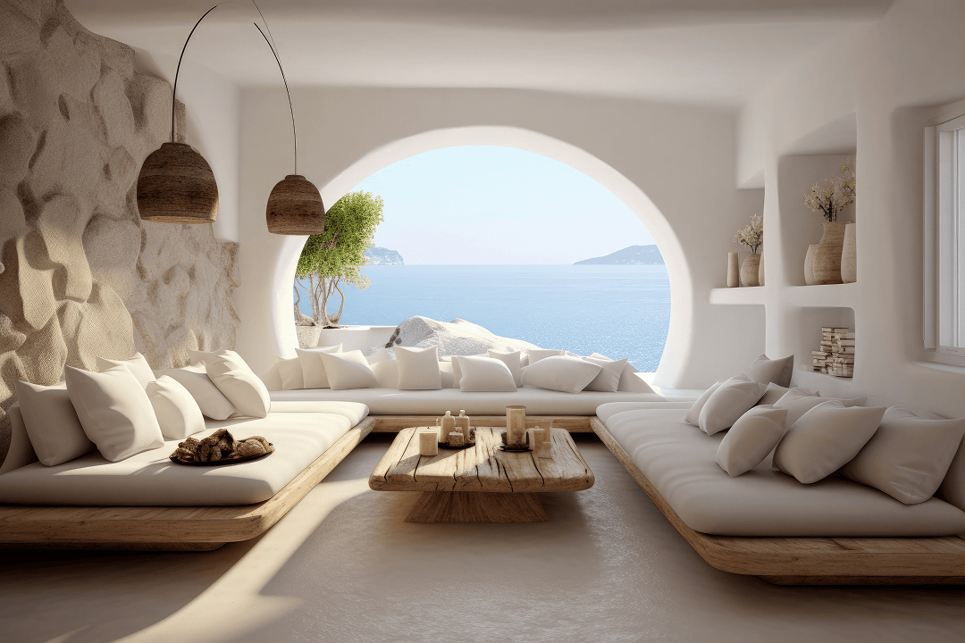7 ideas para decorar tu casa en la playa 4 Sofá de estar en el salón de la casa de la playa