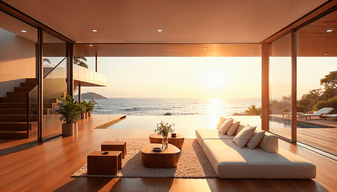 7 ideas para decorar tu casa en la playa 6 Salón iluminado de una casa de la playa