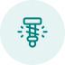Circular icon with a lighted light bulb, representing innovative ideas or efficient lighting.
